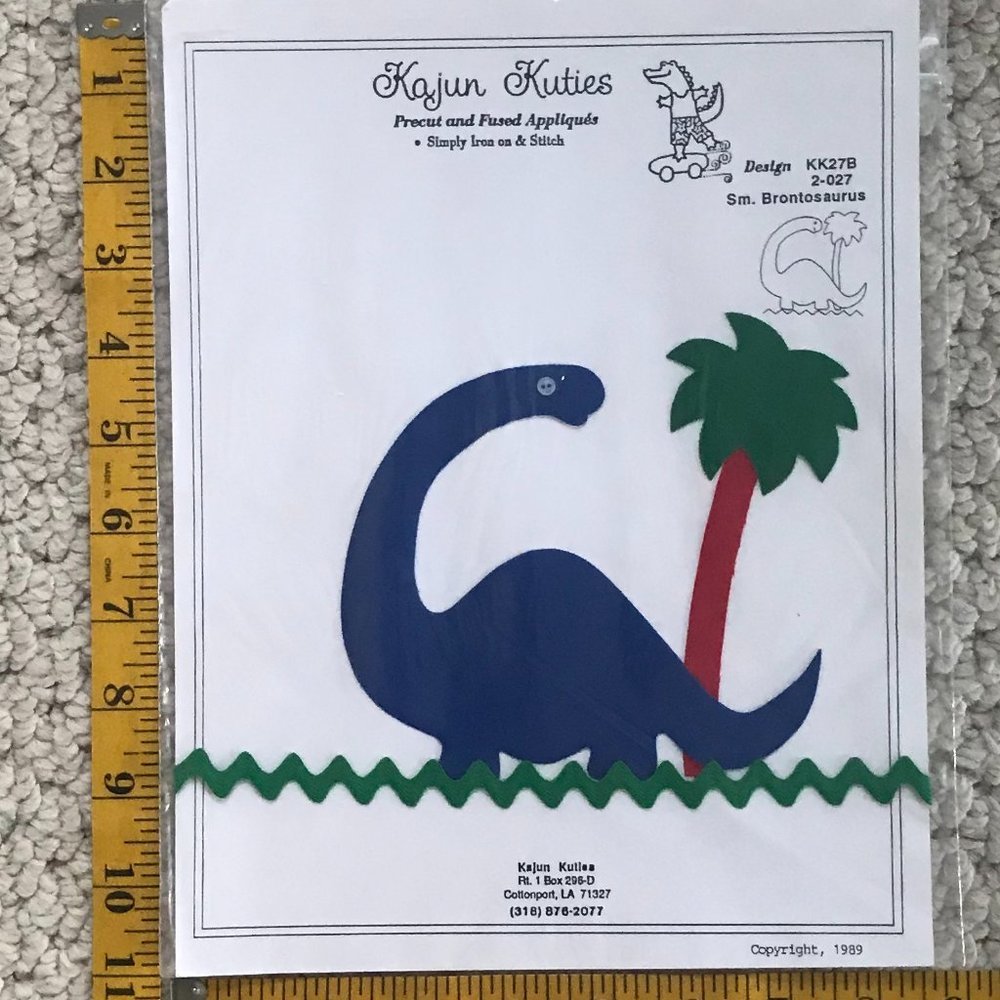 VTG Cajun Kuties Cute Applique Brontosaurus